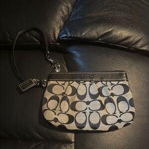 Coach Signature Black and Tan Wristlet